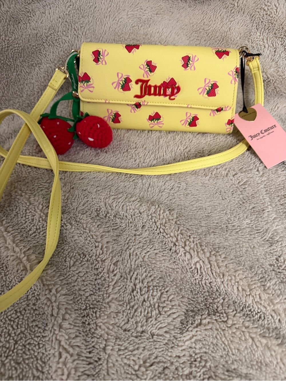 Juicy Couture Yellow Strawberry Print Crossbody for Kids